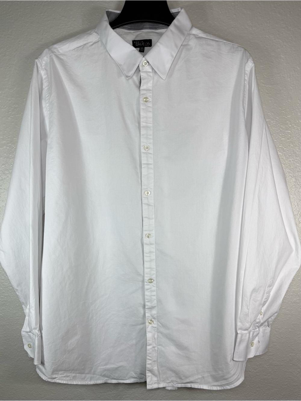 Mens Size XXL White‎ Long Sleeve Button Front Shirt 100% Cotton by Galaxy